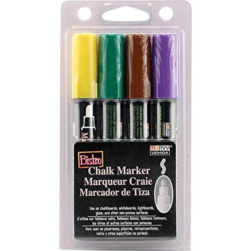 Uchida 480-4D Marvy Broad Point Tip Bright Bistro Chalk Marker Set