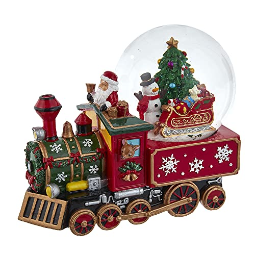 Kurt Adler Adler Musical Santa Driving Train Water Globes, 120MM, Multi-Colored