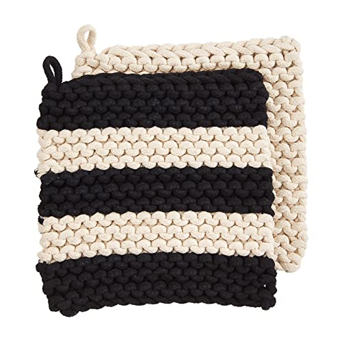 Mud Pie Striped Crochet Pot Holders, 8" x 8"