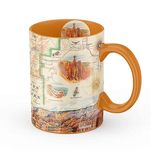 Xplorer Maps Bryce Canyon National Park Map Ceramic Mug (Large 16oz) Coffee Cup, Tea, Cocoa, Hot Chocolate, Brew Mugs, and Cold Drinks, BPA-FREE - For Office, Home, Gift