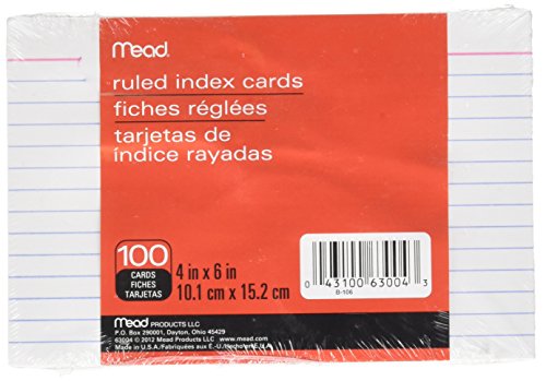 ACCO (School) Mead Ruled Index Cards, 4 X 6 Inches (63004)