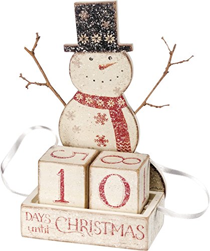 Primitives By Kathy Block Countdown 4.75 Inches x 8.25 Inches Paper Wood Snowman Ornament Home Decor
