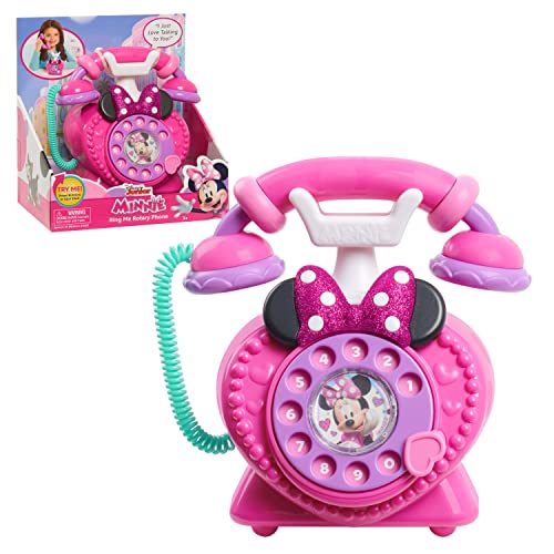 UPD Just Play Disney Junior Minnie Mouse Ring Me Rotary Phone with Lights and Sounds, Pretend Play Phone for Kids
