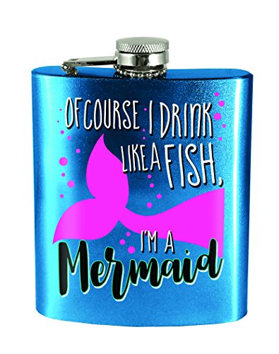 Spoontiques 15858 Mermaid Stainless Hip Flask, Blue