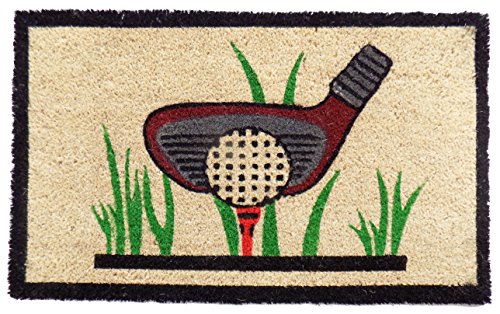 Imports Decor Golf Vinyl Backed Coir Doormat, 30 by 18 by 1/2"