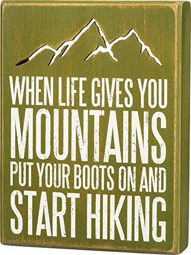 Primitives by Kathy Distressed Green Box Sign, 6 x 8-Inches, Start Hiking