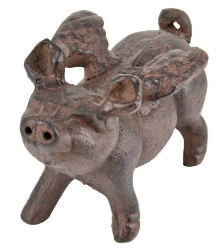 Upper Deck INsideOUT Whimsical Cast Iron Flying Pig Statue