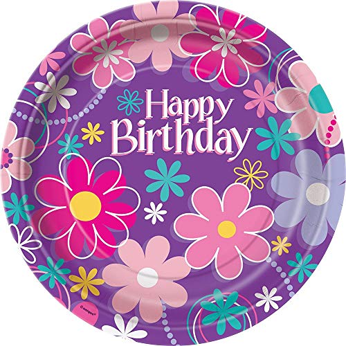 Unique Industries Blossom Birthday Dinner Plates, 8ct