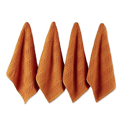 DII Design Luxury Barmop Collection Chevron Dishtowel Set, 16x19, Pumpkin Spice, 4 Piece