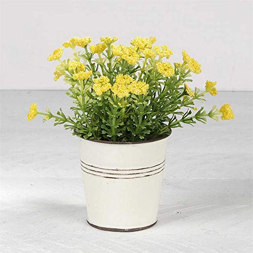 Blossom Bucket 201-70168 Yellow Flowers in White Metal Pot, 6-inch Height