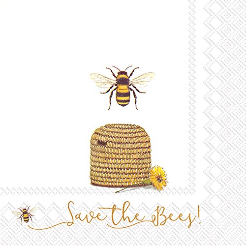 Boston International Celebrate the Home Spring 3-Ply Paper Luncheon Napkins, Save The Bees, 20-Count