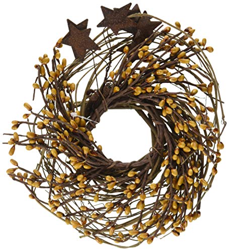 CWI Gifts Pip Twig Star Wreath Rings - 10 inch - Wreath Decor for Front Door and Candle Decorating - Old Gold