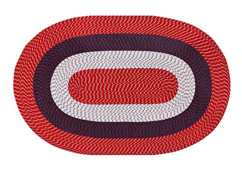 Better Trends Country Braid Collection is Durable and Stain Resistant Reversible Indoor Area Utility Rug 100% Polypropylene in Vibrant Colors, 64" x 100" Oval, Americana Stripe