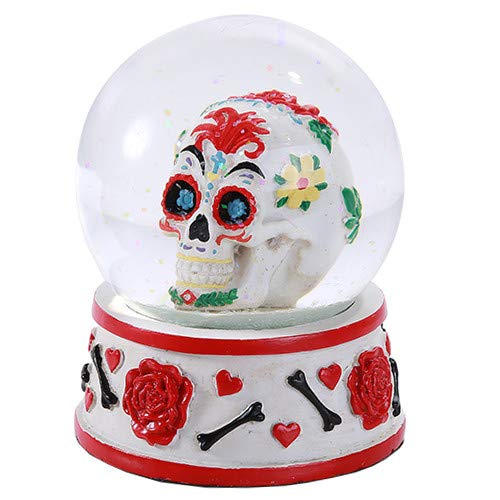 Pacific Trading Giftware Day of The Dead Sugar Skull Head Water Globe 80mm Home Decor Gift Collectible
