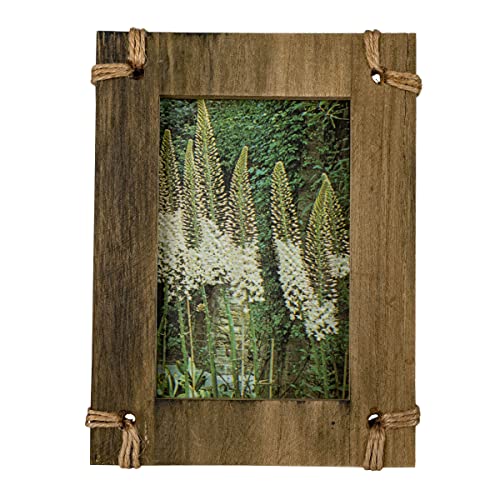 Foreside Home & Garden Jute Corners 4X6 Photo Frame Natural Wood, MDF, Jute & Glass