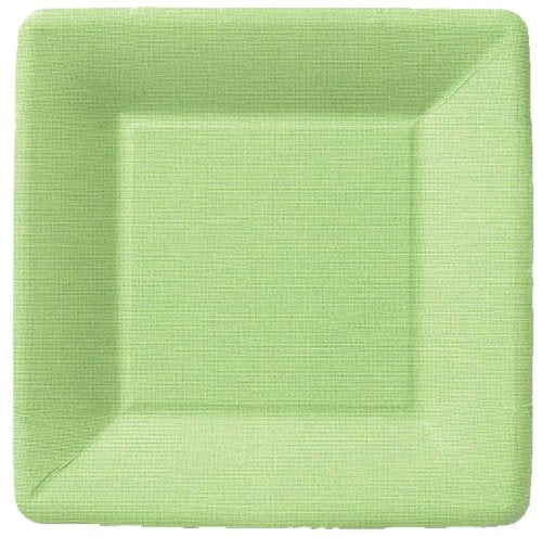 Boston International Ideal Home Range IHR Square Disposable Dessert Paper Plates, 7-Inches, Classic Linen Green