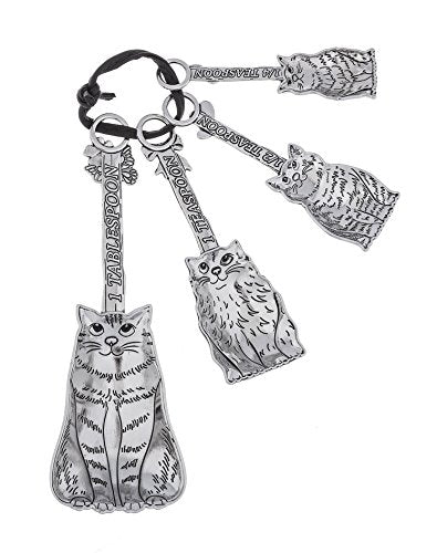 Ganz Family Of Cats Polished Silver Tone Zinc Alloy Measuring Spoons, 4-Piece Set