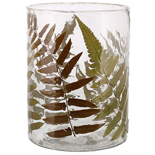 HomArt 2218-71 Enameled Fern Hurricane, Large, Glass