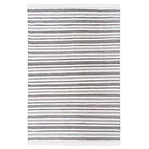 Park Hill Collection EHF06165 Textured Stripe Pattern Wool Rug, 8-Foot Height