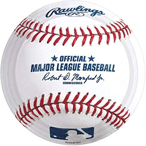 Amscan 541097 Rawlings Baseball Collection Round Plate, 7" Round, 8 pcs, Party Plates White/Red