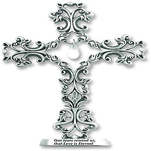 Cathedral Art QP321 Standing Cross with Dangling Tear-Shaped Crystal Figurine, 5-Inch High