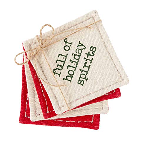 Mud Pie Canvas Holiday Spirit Coaster Set