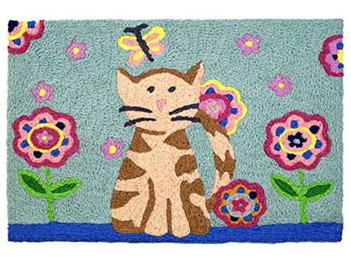 Jellybean Modern Indoor / Outdoor Mat Home Comfort Rugs 20" X 30" Rectangle Tabby & Butterfly