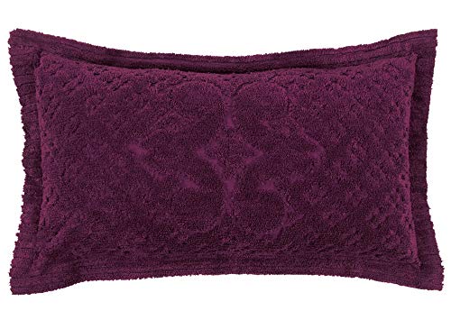 Better Trends Ashton Collection is Super Soft and Light Weight in Medallion Design 100 Pecent Cotton Tufted Unique Luxurious Machine Washable Tumble Dry, King Sham, Plum