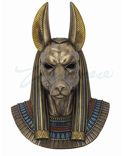 Unicorn Studio Bronze Finished Anubis Egyptian God Bust Wall Plaque 14" Tall