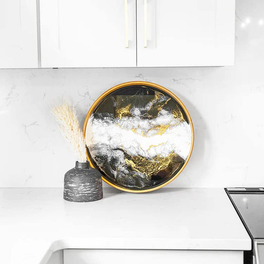 Lynn & Liana Designs Round Bamboo Tray Onyx, 16-inch Diameter, Serving Tray, Kitchen