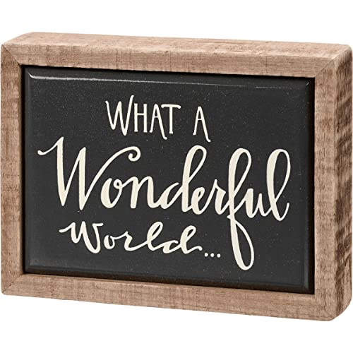 Primitives By Kathy 113338 What a Wonderful World Mini Box Sign, 4-inch Length