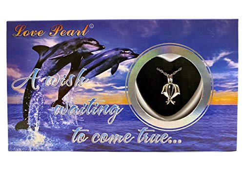 Puka Creations Love Wish Pearl Kit Chain Necklace Kit Pendant Cultured Pearl in Kit Set with Stainless Steel Chain 16" (Dolphin)