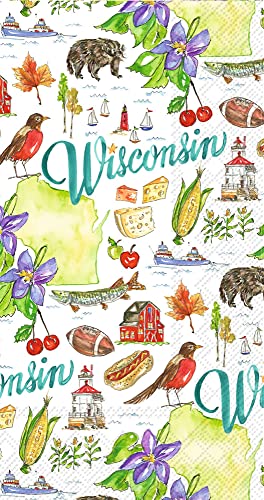 Boston International Rosanne Beck State Collection IHR 3-Ply Guest Towel Buffet Paper Napkins, 16-Count, Wisconsin