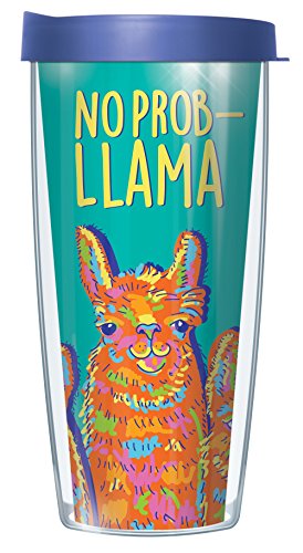 Freeheart No Prob-Llama 16oz Double Wall Insulated Mug Tumbler Cup with 3-Position Lid - Unbreakable with