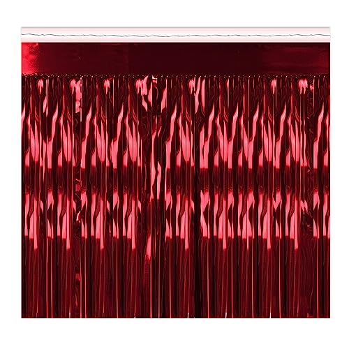 Beistle Metallic Fringe Drape Hanging Curtain, Party Decor, 15" x 10', Red