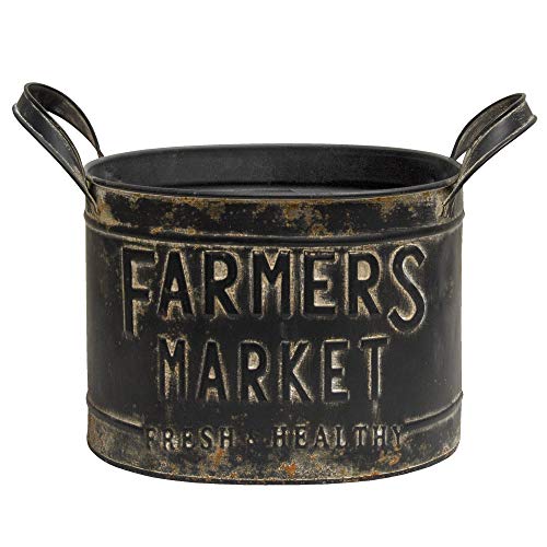 CWI Farmers Market Bucket only This Dark Charcoal Colored Bucket Features The Phrase,"Farmers Market - Fresh & Healthy," in Embossed Lettering.