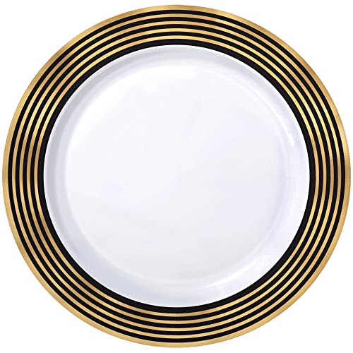 Amscan Hot-Stamped Plastic Plate Gold Stripe - 10 1/4" | Gold | 20 Pcs.
