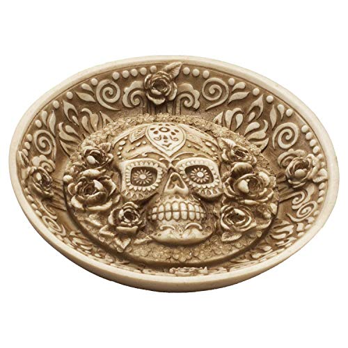 Pacific Trading Giftware Day of The Dead Sugar Skull face Incense Burner Resin Figurine Dish