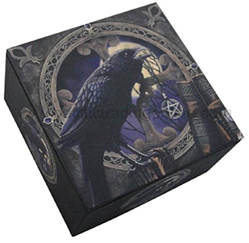 Pacific Trading PTC 4 Inch Raven Spell Caster Mirror Square Jewelry/Trinket Box Figurine