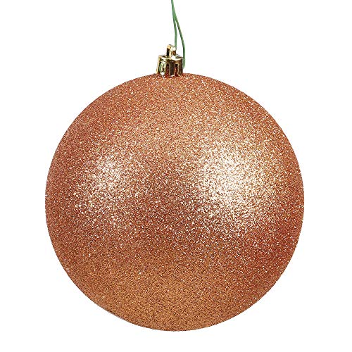 Vickerman 6" Rose Gold Glitter Ball Ornament, 4 per Bag