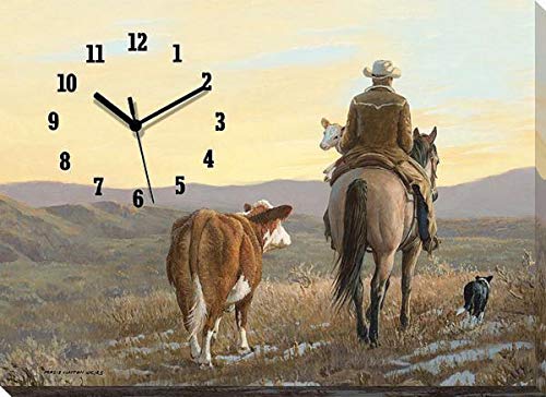 Wild Wings(WI) 5084310084 Almost Home Cowboy Canvas Clock by Persis Clayton Weirs, 18-inch Width