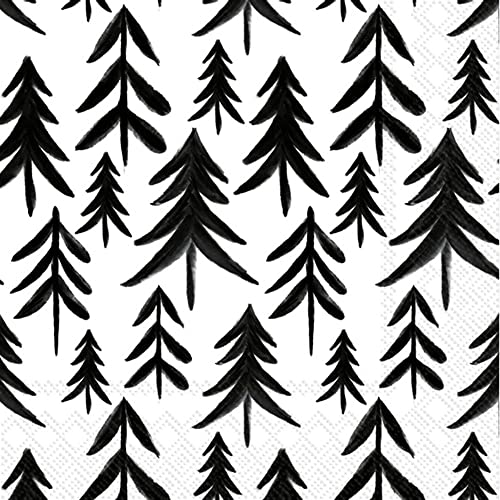 Boston International IHR Winter Holiday Christmas 3-Ply Paper Napkins, 20-Count Cocktail Size, Trees Pattern