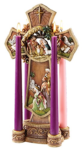 Christian Brands Creative Brands Avalon Gallery - Wreath Advent Candleholder, 13-Inch, Cross