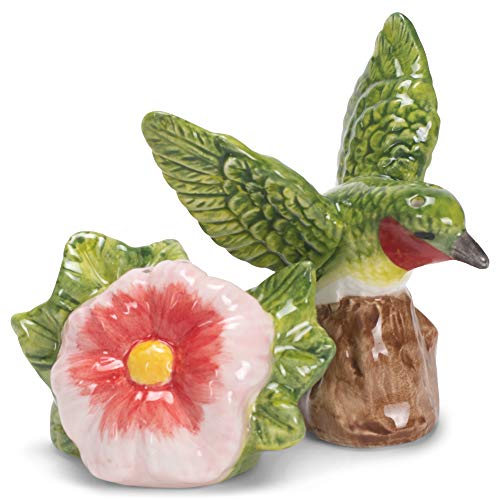 Transpac Hummingbird and Flower Ceramic Salt and Pepper Shaker Set