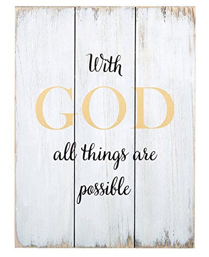 Creative Brands Faithworks Young at Heart Wood Pallet Sign, 11.75 x 15.75-Inches, with God-Matthew 19:26