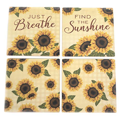 Carson Sunflower Pattern Square House Coaster Set