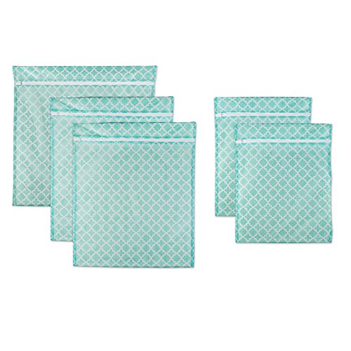 DII Design Set of 5 Mesh Laundry Bags for Delicates, Bra, Underwear, Hosiery, Stocking, Lingerie, Travel Storage, and Closet Organization - 1 XX-Large, 2 X-Large, 2 Large