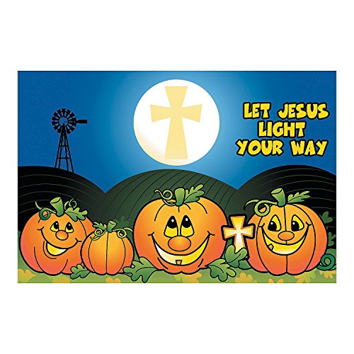 Fun Express - Christian Pumpkin Backdrop Banner for Halloween - Party Decor - Wall Decor - Preprinted Backdrops - Halloween - 3 Pieces
