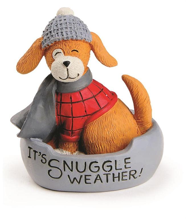 Blossom Bucket 228-13527 Snuggle Weather Dog in Bed Figurine, 3.25-inch Height