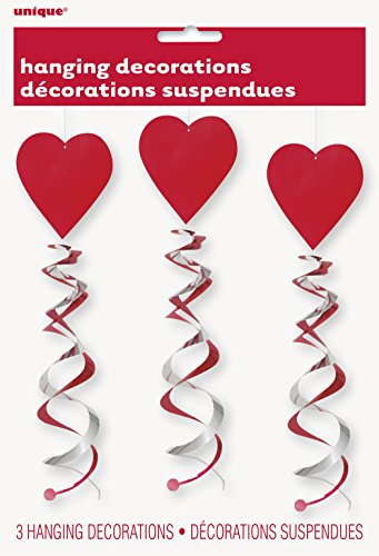 Unique Industries 26" Double Hanging Swirl Red Heart Decorations, 3ct
